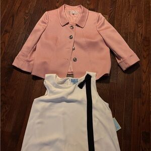 Pink Jacket and White Blouse Set